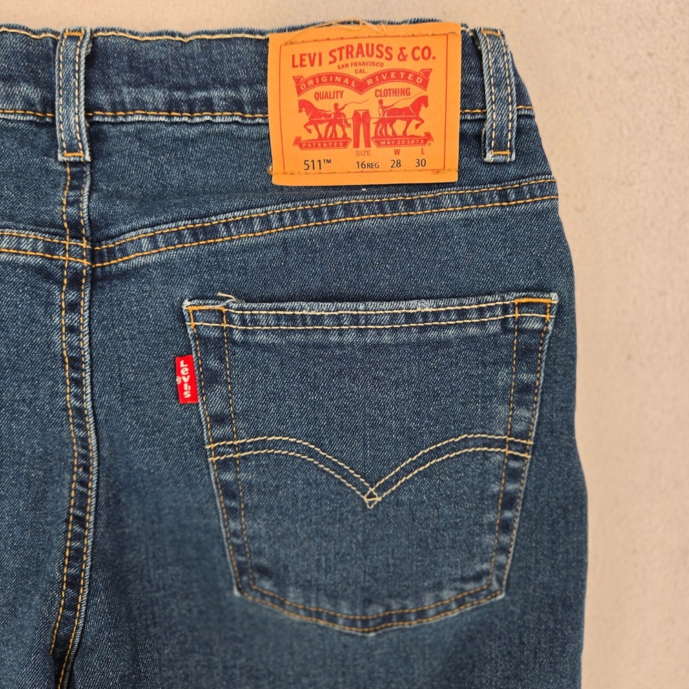 Levi's 16 Regular 511 Slim Performance Jeans‎ Boys Dark Wash Denim 28x30 - Picture 4 of 10